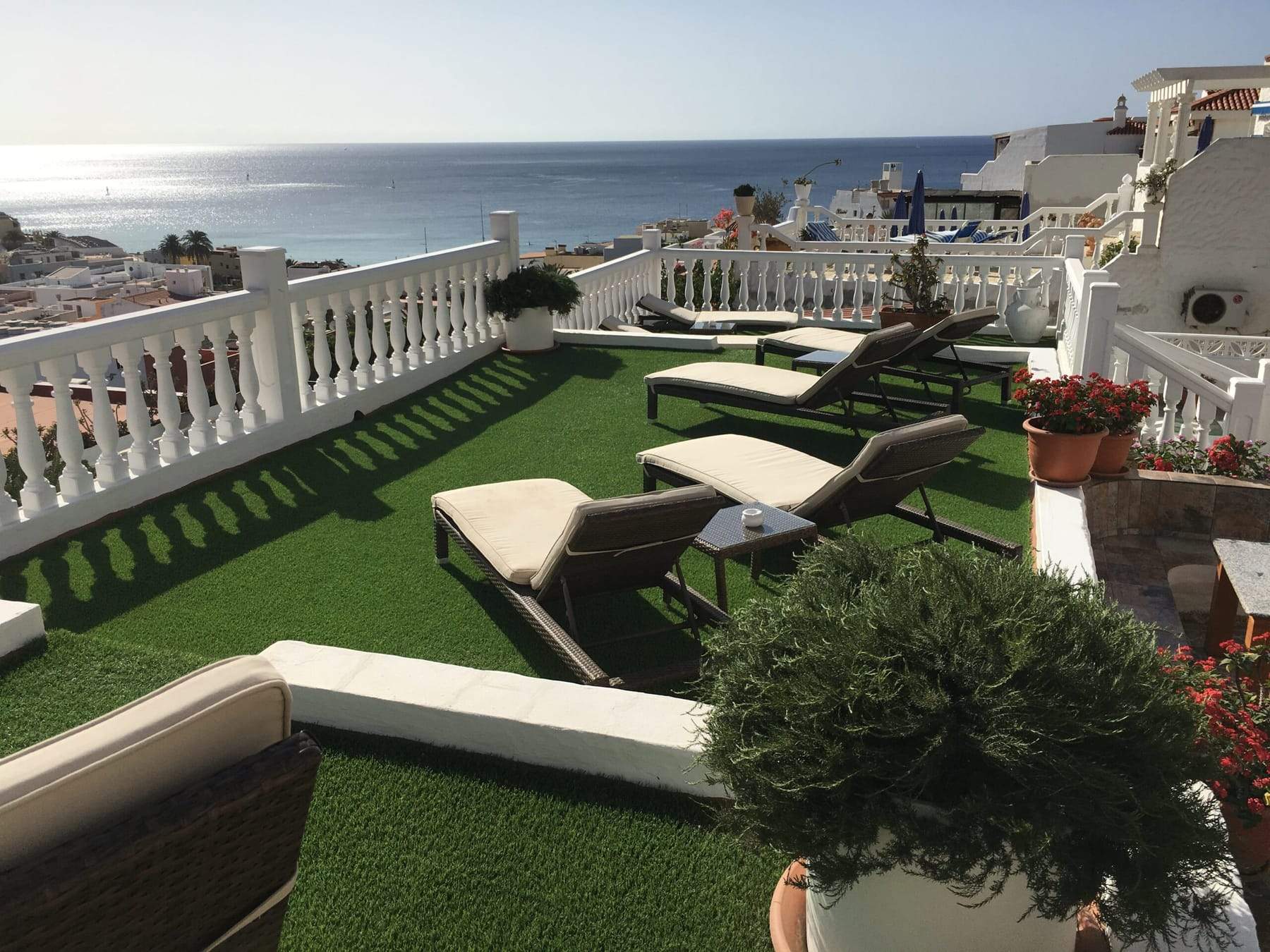 Terraza con vistas al mar en Morro Jable, Fuerteventura